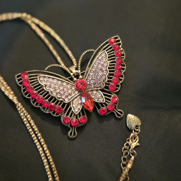 Betsey Johnson Jewelry - Betsey Johnson Pink and Red Butterfly Necklace